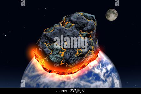 Un astéroïde frappant l'atmosphère terrestre Banque D'Images