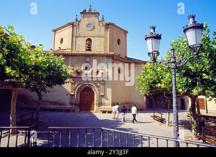 Église Nuestra Señora de la Plaza. Plaza Mayor, Elciego, province d'Alava, pays Basque, Espagne. Banque D'Images