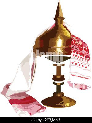 Assamese Xorai ou Horai d'Assam avec gamosa dessus Illustration de Vecteur