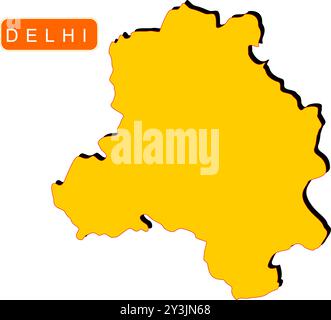 Carte de l'État de Delhi de l'Inde avec le nom dessus Illustration de Vecteur