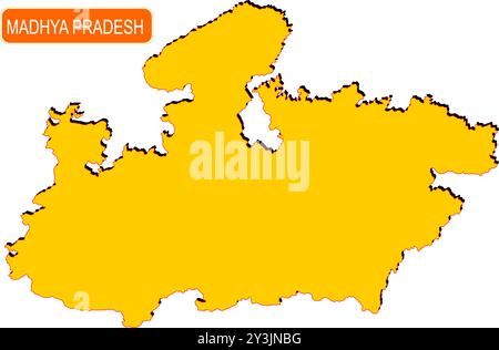 Carte d'État du Madhya Pradesh de l'Inde avec le nom dessus Illustration de Vecteur