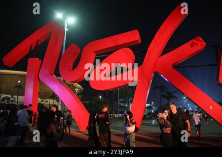 Rio de Janeiro, Brésil. 13 septembre 2024. Les gens participent au festival de musique Rock in Rio 2024 à Rio de Janeiro, Brésil, 13 septembre 2024. Crédit : Claudia Martini/Xinhua/Alamy Live News Banque D'Images