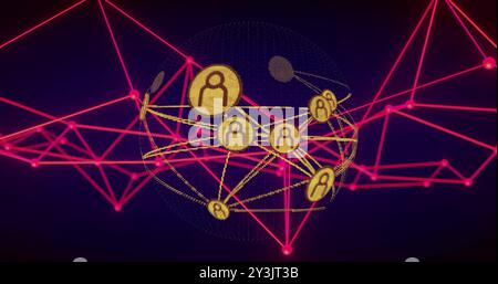 Image d'un réseau de connexions avec des icônes de personnes dans le monde entier Banque D'Images