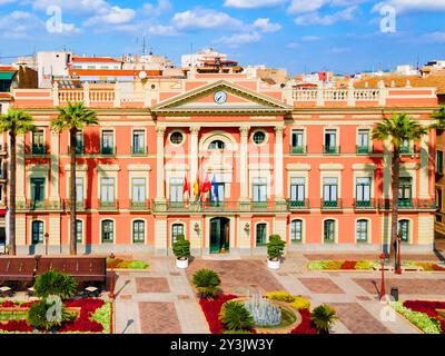 Vue panoramique aérienne de l'hôtel de ville de Murcia. Murcia est une ville dans le sud-est de l'Espagne. Banque D'Images