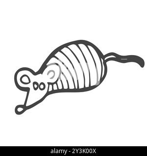jouet pour chat ou chien en forme de souris. Accessoires pour animaux de compagnie. Un élément de l'ensemble de gribouillages dessiné à la main. Illustration isolée Illustration de Vecteur