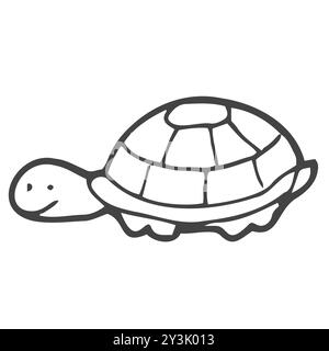 Tortue mouchetée à la main. Icône de style d'esquisse. Élément de décoration. Isolé sur fond blanc. Conception plate. Illustration de Vecteur