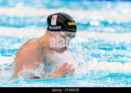 Nanterre, France. 30 août 2024. NANTERRE, FRANCE - AOÛT 30 : Lisa Kruger, des pays-Bas, en compétition dans le 100m brasse féminin - finale SB9 lors de la deuxième journée de para natation - Paris 2024 Jeux paralympiques d'été à Paris la Défense Arena le 30 août 2024 à Nanterre, France. (Photo de Joris Verwijst/Agence BSR) crédit : Agence BSR/Alamy Live News Banque D'Images