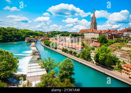 La ville de Berne, vue panoramique aérienne. Berne est la capitale de la Suisse. Banque D'Images