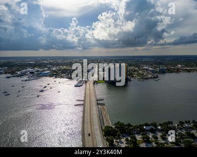 Une vue aérienne de Riviera Beach en Floride, USA Banque D'Images