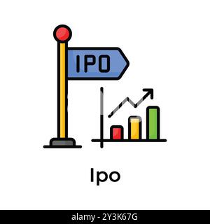 Conception vectorielle d'offre publique initiale, icône ipo dans un style moderne Illustration de Vecteur