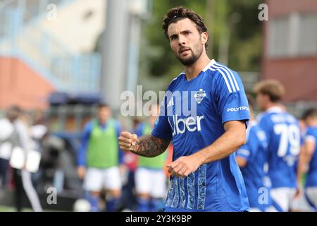 Como, Italie. 14 septembre 2024. Patrick Cutrone de Como 1907 célèbre le match de football Serie A Enilive 2024/2025 entre Côme et Bologne au stade Giuseppe Sinigaglia de Côme, Italie du Nord - samedi 14 septembre 2024. Sport - Football. (Photo de Antonio Saia/LaPresse) crédit : LaPresse/Alamy Live News Banque D'Images