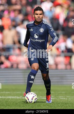 Southampton, Royaume-Uni. 14 septembre 2024. Le Casemiro de Manchester United lors du match de premier League au St Mary's Stadium de Southampton. Le crédit photo devrait se lire : Paul Terry/Sportimage crédit : Sportimage Ltd/Alamy Live News Banque D'Images