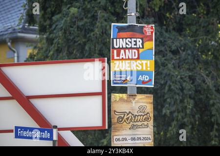 Élection d'État en Thuringe. Quelques jours après l'élection, les affiches électorales du parti Alternative pour l'Allemagne (AFD) sont toujours en place à Ohrdruf. Le jeu Banque D'Images