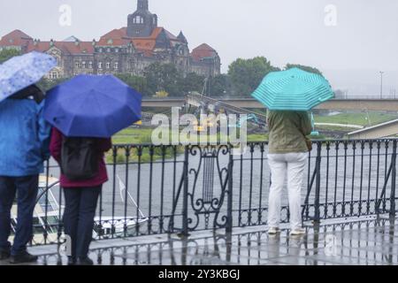Aux premières heures du matin, une section du pont Carola s'est effondrée pour des raisons inconnues. Sur une longueur d'environ 100 mètres, la section sur wh Banque D'Images