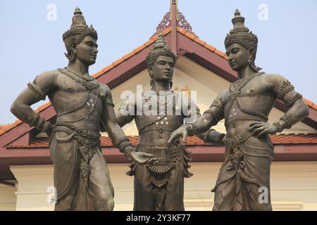 Monument des trois rois à Chiang mai, Thaïlande, Asie Banque D'Images