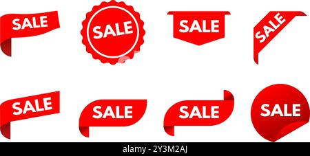 Gratuit - ensemble d'autocollants rouges, étiquettes - Illustration de Vecteur