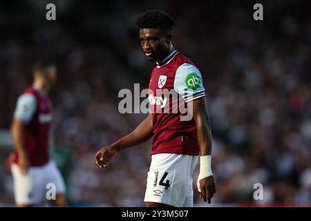 LONDRES, Royaume-Uni - 14 septembre 2024 : Mohammed Kudus de West Ham United regarde pendant le match de premier League entre Fulham FC et West Ham United à Craven Cottage (crédit : Craig Mercer/ Alamy Live News) Banque D'Images