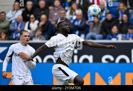 Victor Boniface Bayer 04 Leverkusen (22) Aktion am Ball Florian Wirtz Bayer 04 Leverkusen (10) TSG 1899 Hoffenheim vs Bayer 04 Leverkusen 14.09.2024 LA RÉGLEMENTATION DFL INTERDIT TOUTE UTILISATION DE PHOTOGRAPHIES COMME SÉQUENCES D'IMAGES ET/OU QUASI-VIDÉO Banque D'Images