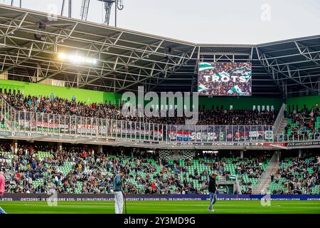 Groningen, pays-Bas. 14 septembre 2024. GRONINGEN, Euroborg Stadium, 14-09-2024, saison 2024/2025, Néerlandais Eredivisie. Pendant le match Groningen - Feyenoord, aperçu du stade. Crédit : Pro Shots/Alamy Live News Banque D'Images