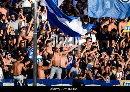 Empoli, Italie. 14 septembre 2024. Les fans d'Empoli encouragent le match de Serie A entre l'Empoli FC et la Juventus FC au stade Carlo Castellani à Empoli (Italie), le 14 septembre 2024. Crédit : Insidefoto di andrea staccioli/Alamy Live News Banque D'Images