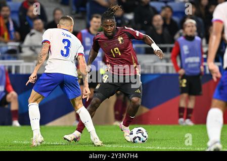 Johan Bakayoko (19 ans) de Belgique photographié lors d'un match de football entre les équipes nationales de France, appelées les bleus et de Belgique, appelé les Diables rouges dans le deuxième match du groupe A2 dans la Ligue des Nations de l'UEFA , le vendredi 9 septembre 2024 à Lyon , France . Photo Sportpix | David Catry Banque D'Images