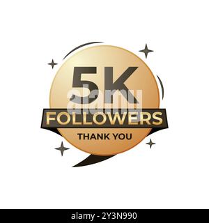 Gradient Artwork 5 mille followers vous remercient de l'illustration du badge de célébration Illustration de Vecteur
