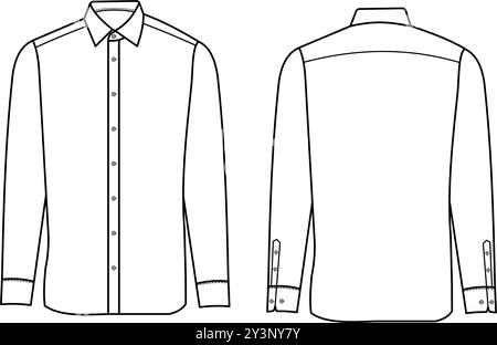 chemise à manches longues, chemise formelle, contour Illustration de Vecteur