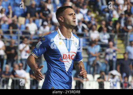 Davide Adorni du Brescia Calcio FC lors du match Brescia Calcio vs Frosinone Calcio, 5Â° Serie B BKT 2024-25 au stade Mario Rigamonti à Brescia (BS), Italie, le 14 septembre 2024. Banque D'Images