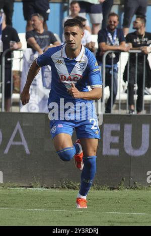 Davide Adorni du Brescia Calcio FC lors du match Brescia Calcio vs Frosinone Calcio, 5Â° Serie B BKT 2024-25 au stade Mario Rigamonti à Brescia (BS), Italie, le 14 septembre 2024. Banque D'Images