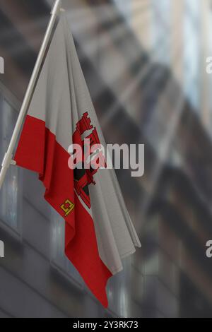 Drapeau national de Gibraltar. Rendu 3D. Banque D'Images