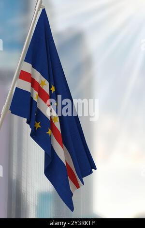 Drapeau national du Cap-Vert. Rendu 3D. Banque D'Images