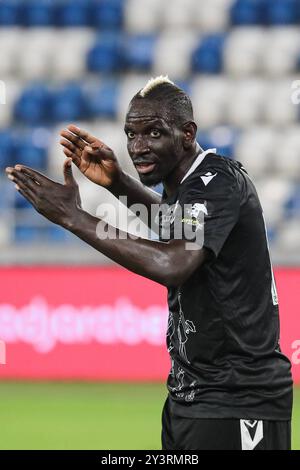 Mamadou Sakho du FC Torpedo Kutaisi lors du match de la ligue de football géorgienne 2024 entre le FC Dinamo Tbilissi et le FC Torpedo Kutaisi au Boris Paitchadze Dinamo Arena le 18 août 2024 à Tbilissi, Géorgie. Tbilissi Dinamo Arena nommé d'après Boris Paichadze, Akaki Tsereteli Avenue, Didube, Tbilissi, 0154, Géorgie Géorgie Copyright : xArturxStabulnieksx 653469 Banque D'Images