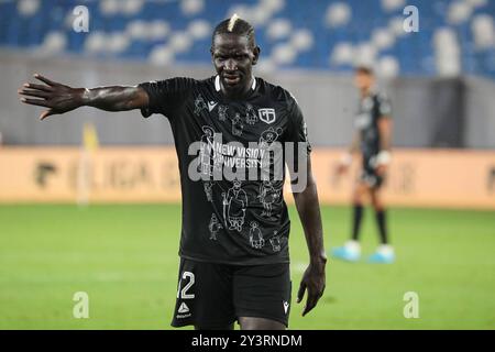 Mamadou Sakho du FC Torpedo Kutaisi lors du match de la ligue de football géorgienne 2024 entre le FC Dinamo Tbilissi et le FC Torpedo Kutaisi au Boris Paitchadze Dinamo Arena le 18 août 2024 à Tbilissi, Géorgie. Tbilissi Dinamo Arena nommé d'après Boris Paichadze, Akaki Tsereteli Avenue, Didube, Tbilissi, 0154, Géorgie Géorgie Copyright : xArturxStabulnieksx 654159 Banque D'Images