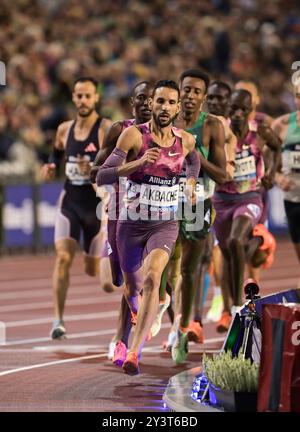 Mounir Akbache, de France, participe à la course masculine du 1500 m à la finale de la Ligue diamantaire Memorial Van Damme au stade Roi Baudouin à Bru Banque D'Images