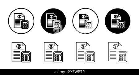 Contour de vecteur de signe de logo d'icône de comptabilité en noir et blanc Illustration de Vecteur