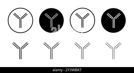 Contour de vecteur de signe de logo d'icône d'anticorps en couleur noire et blanche Illustration de Vecteur