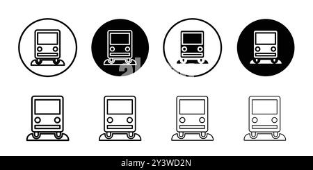 Contour de vecteur de signe de logo d'icône de monorail en couleur noire et blanche Illustration de Vecteur