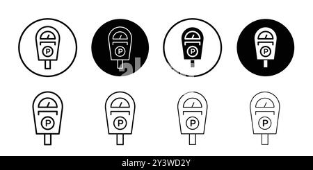 Contour de vecteur de signe de logo d'icône de parcmètre en couleur noire et blanche Illustration de Vecteur