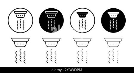 Contour de vecteur de signe de logo d'icône de détecteur de fumée en noir et blanc Illustration de Vecteur