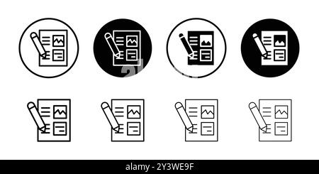 Contour de vecteur de signe de logo d'icône de storyboard en couleur noire et blanche Illustration de Vecteur