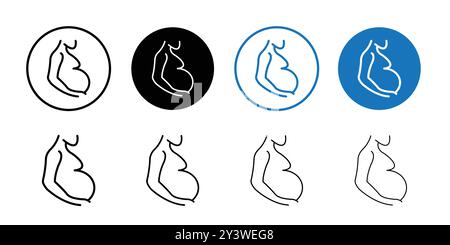 Contour de vecteur de signe de logo d'icône de grossesse en couleur noire et blanche Illustration de Vecteur