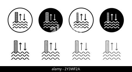 contour de vecteur de signe de logo d'icône de niveau de mer en couleur noire et blanche Illustration de Vecteur