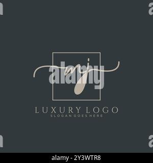 MJ conception initiale du logo d'écriture manuscrite Illustration de Vecteur