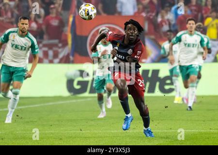 Toronto, Ontario, Canada. 14 septembre 2024. DeAndre Kerr.#29 en action lors du match MLS entre Toronto FC et Austin FC. Le match s'est terminé 2-1 pour le Toronto FC. (Crédit image : © Angel Marchini/ZUMA Press Wire) USAGE ÉDITORIAL SEULEMENT! Non destiné à UN USAGE commercial ! Banque D'Images