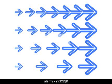 Pointeur flèche bleue tourner vers la droite style d'illustration pour les éléments de conception. Banque D'Images
