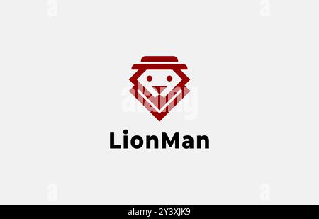 Logo Lion Man mascotte avec tissu bien rangé et chapeau. Fichier modifiable Illustration de Vecteur