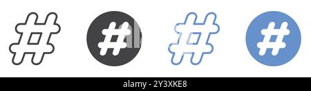 Icône hashtag symbole vectoriel ou collection d'ensembles de signes dans un contour noir et blanc Illustration de Vecteur