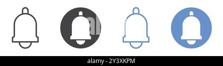 Icône de notification symbole vectoriel ou ensemble de signes collection dans un contour noir et blanc Illustration de Vecteur