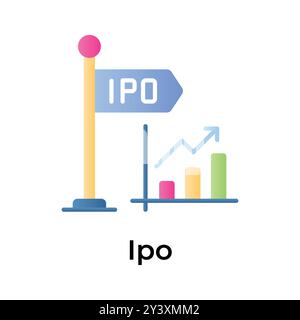 Conception vectorielle d'offre publique initiale, icône ipo dans un style moderne Illustration de Vecteur