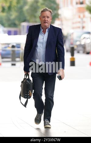 Piers Morgan arrive à la BBC Broadcasting House à Londres, pour apparaître dans le programme d'actualité BBC One, dimanche avec Laura Kuenssberg. Date de la photo : dimanche 15 septembre 2024. Banque D'Images